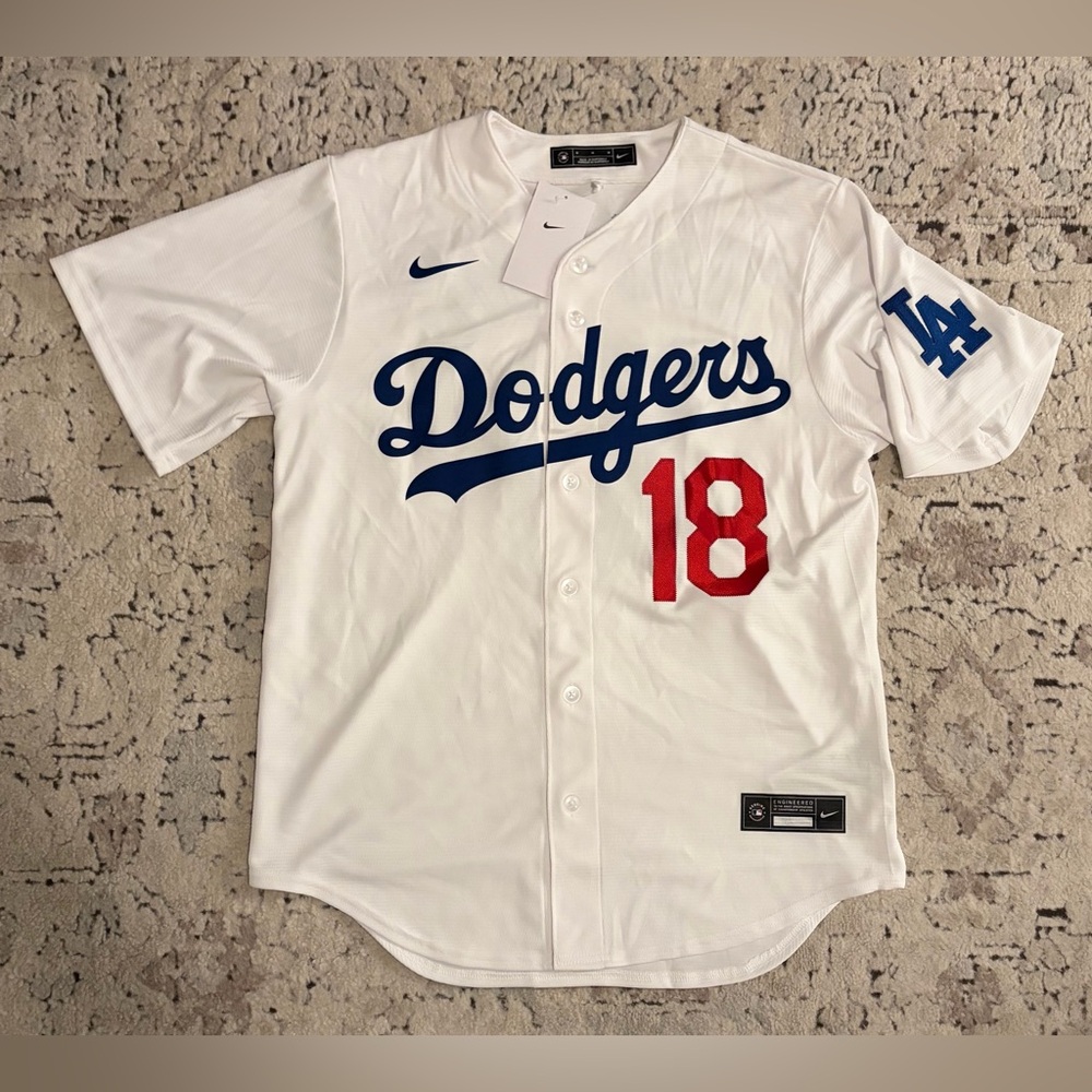 Nike Los Angeles Dodgers Yoshinobu Yamamoto #18 White MLB Jersey Men’s Sz: M